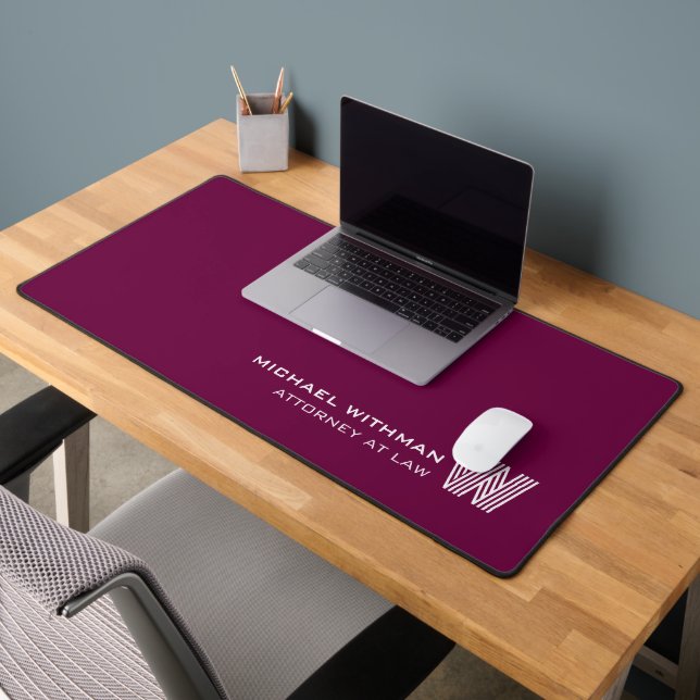 WINE  Minimal Monogram Initial CORPORATE BUSINESS Schreibtischunterlage (Büro 2)