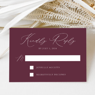 Wine Modern Elegante Hochzeit RSVP Karte