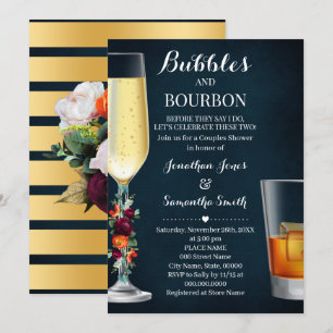 Wine Navy Bubbles & Bourbon Couples Dusche Hochzei Einladung