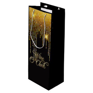 Wine O'Clock Gold Glitz Geschenktüte Für Weinflaschen