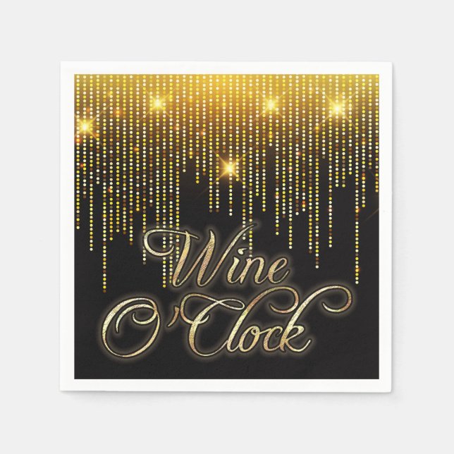 Wine O'Clock Gold Glitz Serviette (Vorderseite)