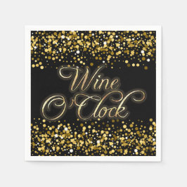 Wine O'Clock Gold Sparkle Serviette