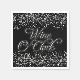 Wine O'Clock Silver Sparkle Serviette