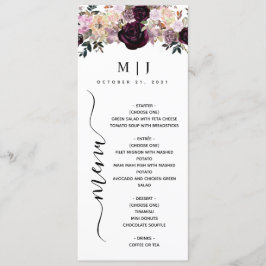 Wine Plum Mauve Fall Floral Wedding Menü Menükarte