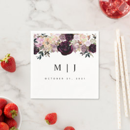 Wine Plum Mauve Fall Floral Wedding Serviette