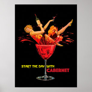 Wine Poster. Start The Day With Chardonnay.logo Poster