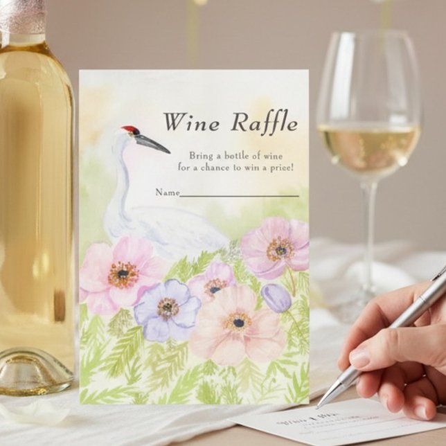 Wine Raffle Bridal Shower Whooping Crane Anemones  Begleitkarte (Von Creator hochgeladen)