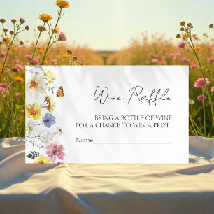 Wine Raffle Game   Wildblume Boho Brautparty Begleitkarte