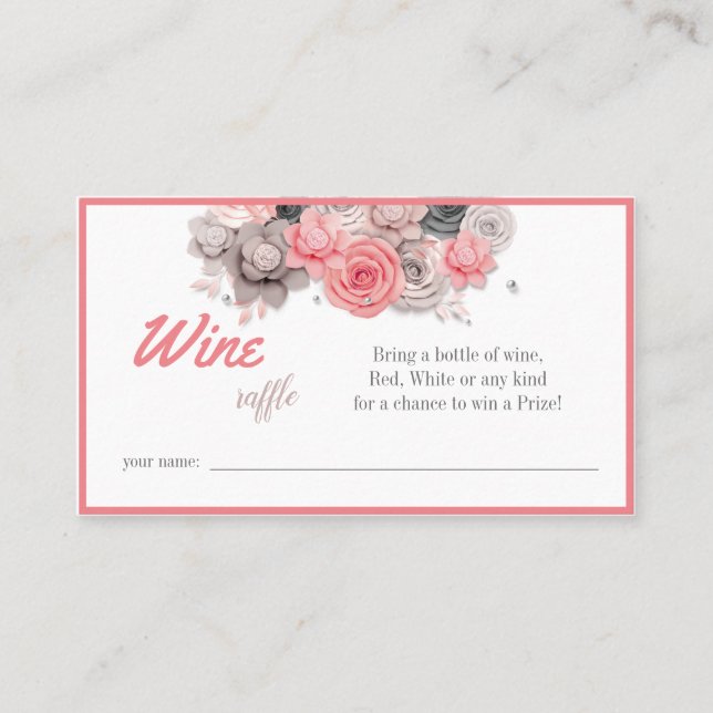 Wine Raffle Wedle Brautparty Card Platzkarte (Vorderseite)