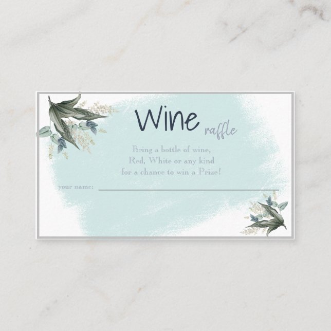 Wine Raffle Wedle Brautparty Card Platzkarte (Vorderseite)