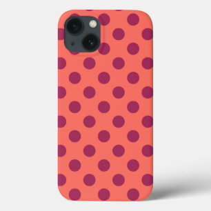 Wine red and living coral polka dots Case-Mate iPh Case-Mate iPhone Hülle