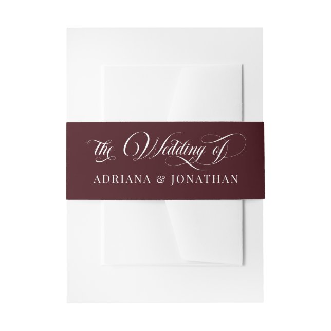 Wine Red Elegant Calligraphy Wedding Einladungsbanderole (Vorderseite Beispiel)
