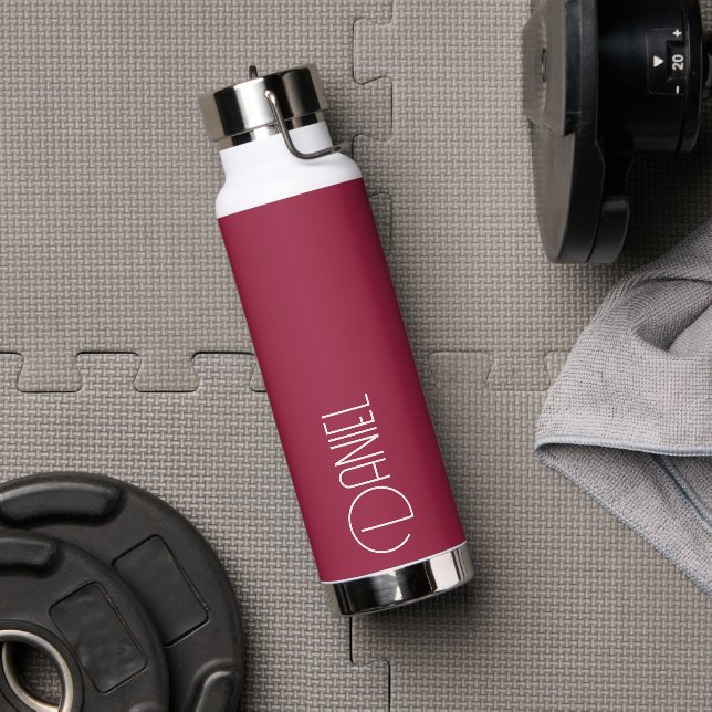 Wine Red Modern Typografy Personalisiert Trinkflasche (Fitnessstudio)