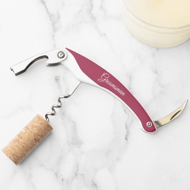 Wine Red Personalisiert Wedding Trauzeuge Kellnermesser (Vorderseite)