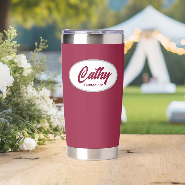 Wine Red Styliding Wedding Bridesmaid Thermobecher (Hochzeit (gedreht))