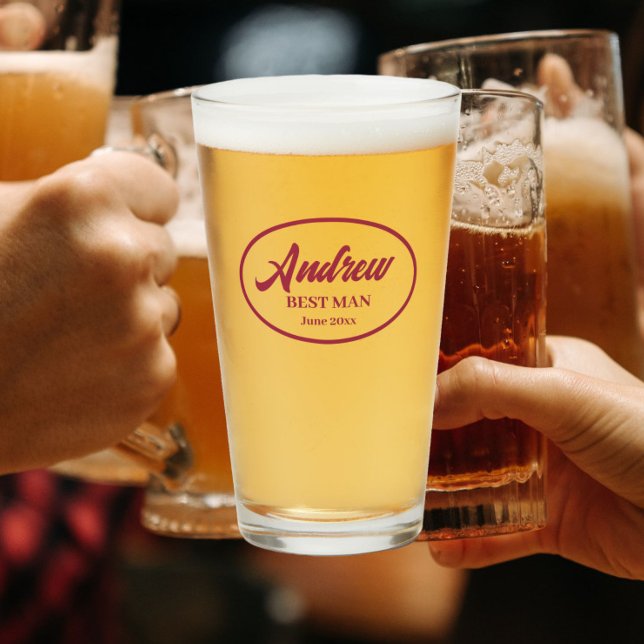 Wine Red Stylized Name Wedding Trauzeuge Glas (In Situ)