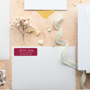 Wine Red Stylized Names Wedding Rücksendeadresse