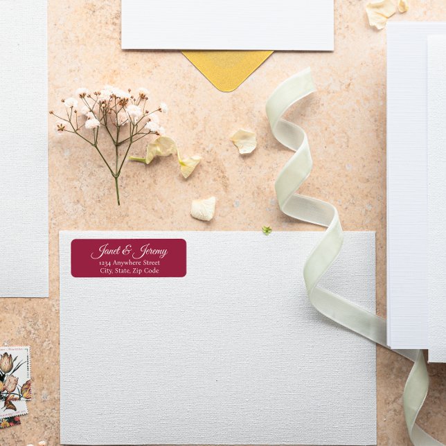 Wine Red Stylized Names Wedding Rücksendeadresse (In Situ Wedding)