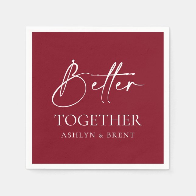 Wine Red Wedding Cocktail Napkins Serviette (Vorderseite)