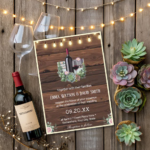 Wine Rustic Rose Country Lights Wedding Einladung
