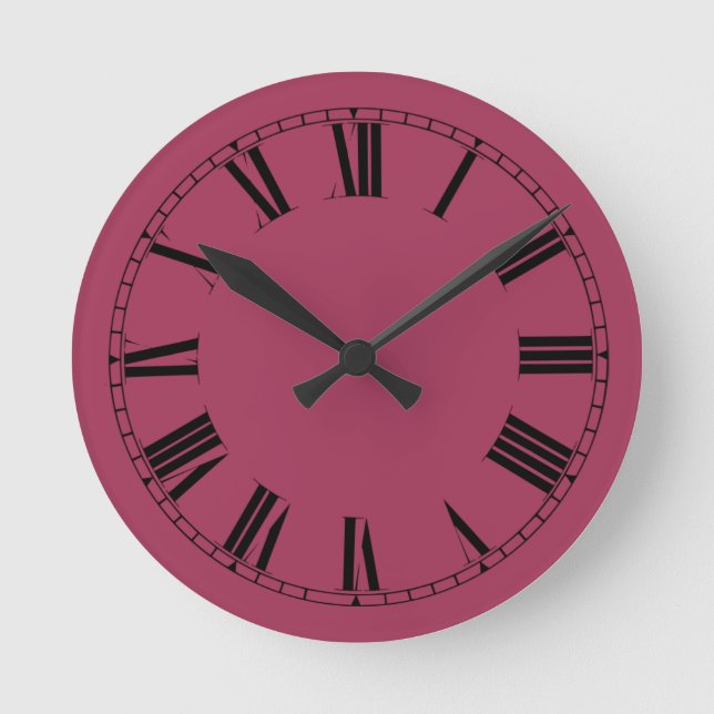 Wine Solid Color Runde Wanduhr (Vorderseite)
