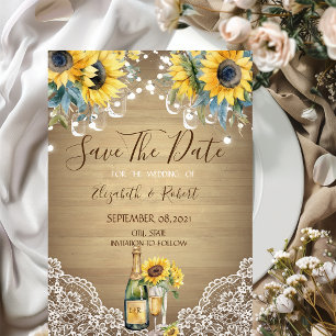 Wine Sunflower Mason Jar Enregistrer la carte Date