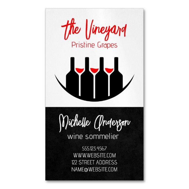 Wine Tastings | Bottles and Glasses  Magnetische Visitenkarte (Vorderseite Vertikal)