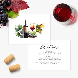 Wine Themed Watercolor Wedding Directors Card Dankeskarte