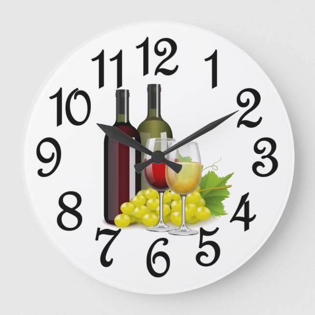 Wine Time Große Wanduhr (Vorderseite)