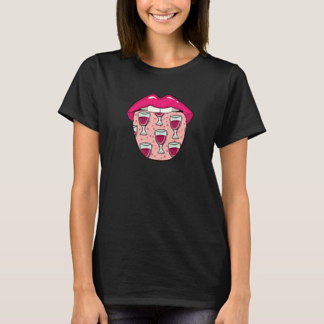 Wine Tongue  Alcohol Vino Tasting Drinks Wine T-Shirt (Vorderseite)