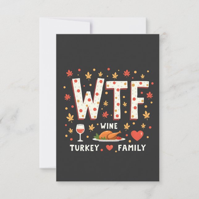 WIne Turkey Family Funny Erntedank Dankeskarte (Vorderseite)