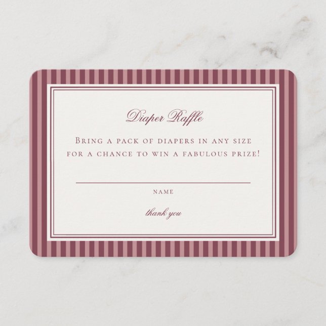 Wine Vineyard Club Old Money Diaper Raffle Insert (Vorderseite)