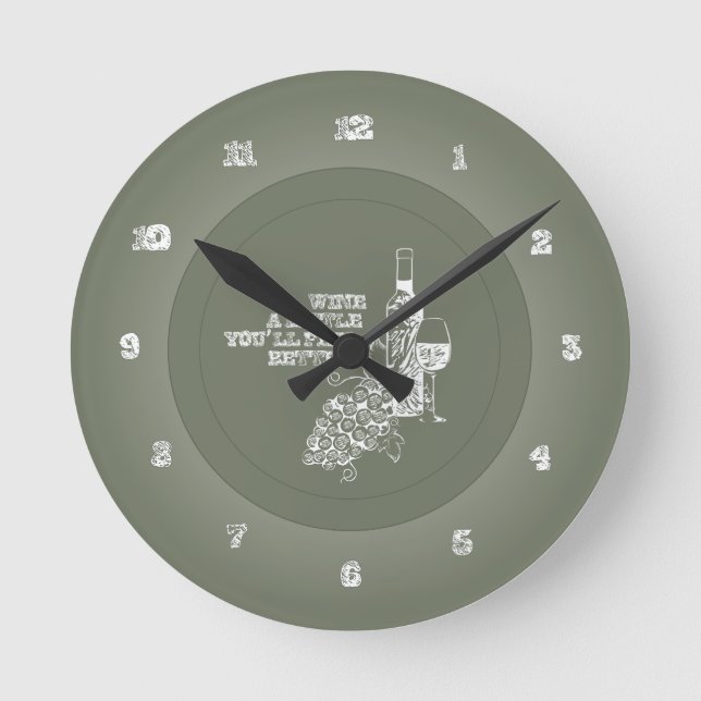 Wine wenig runde wanduhr (Vorderseite)