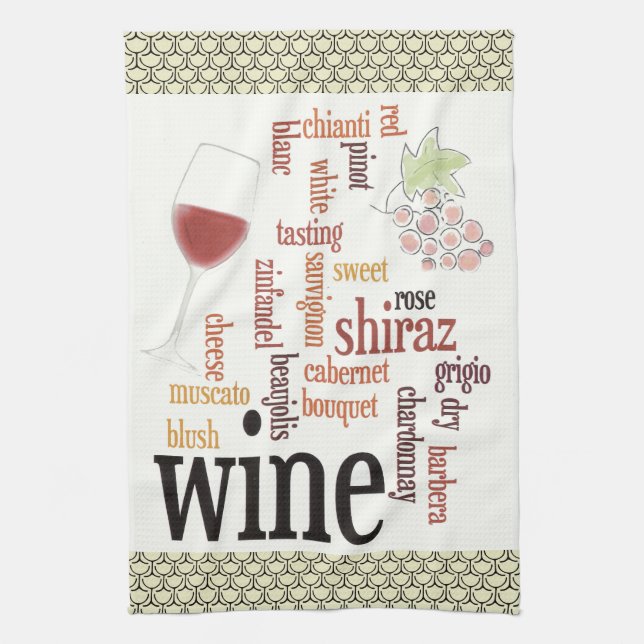 Wine Word Cloud Design Küchentuch (Vertikal)