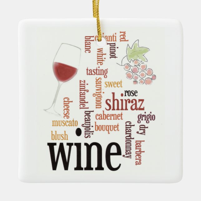 Wine Word Cloud Design Ornament (Vorderseite)