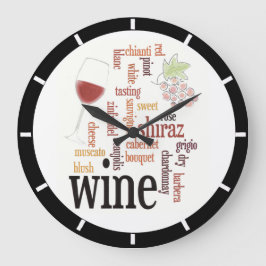 Wine Word Cloud Design Wall Clock Große Wanduhr