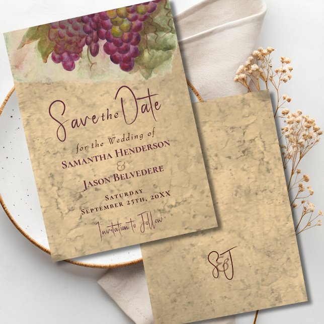 Winery Wedding Save the Date Rustic Monogram (Von Creator hochgeladen)