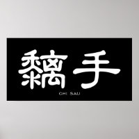 Wing Chun Chi Sau White Chinese Calligraphy