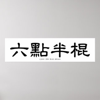 Wing Chun Long Pole Chinesische Kalligraphie Poster