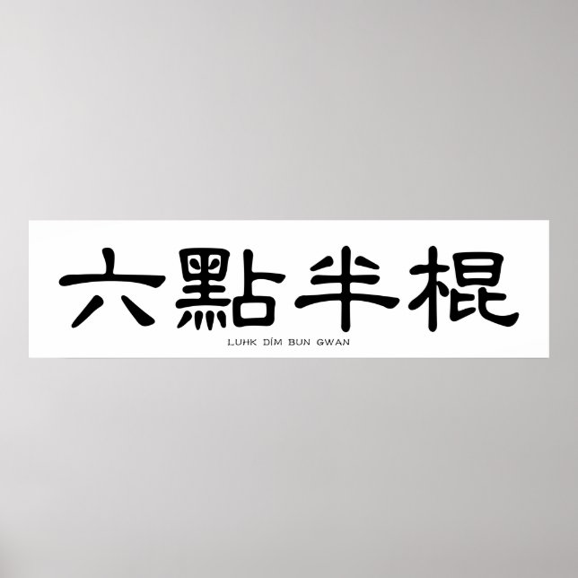 Wing Chun Long Pole Chinesische Kalligraphie Poster (Vorne)