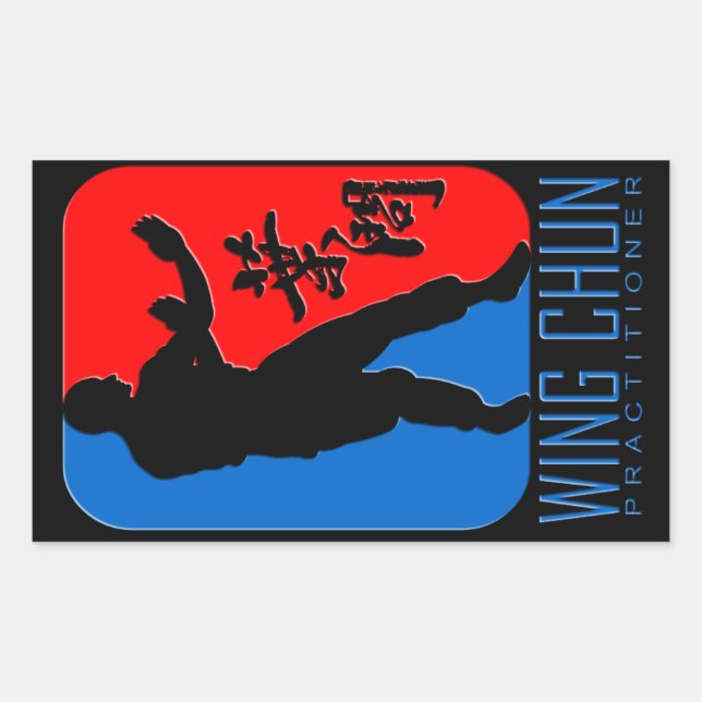 Wing Chun "Practitioner" Emblem Rechteckiger Aufkleber (Vorderseite)