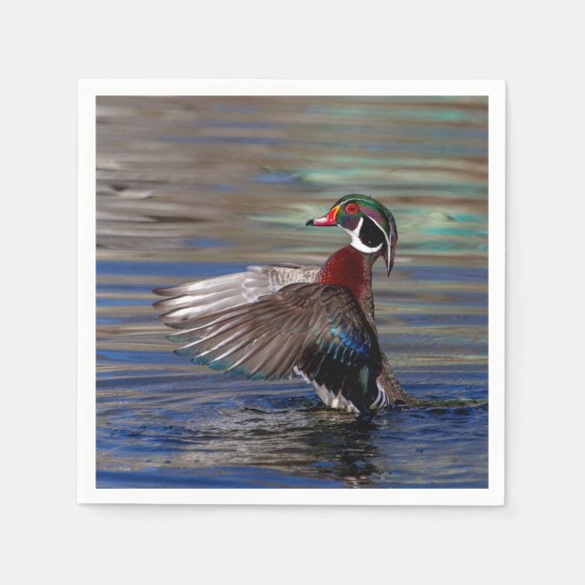 Wing Flapping Wood Duck Serviette (Vorderseite)