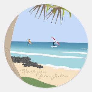 Wing Foil Surf Pandanus Treat Beach Danke Runder Aufkleber