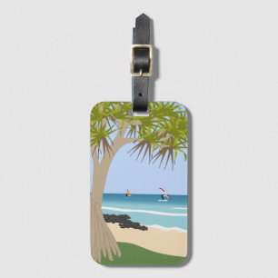Wing Foil Surfers Pandanus Tree am Strand Gepäckanhänger