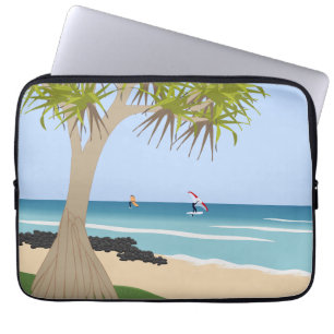 Wing Foil Surfers Pandanus Tree am Strand Laptopschutzhülle