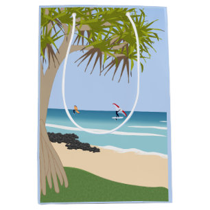 Wing Foil Surfers Pandanus Tree am Strand Mittlere Geschenktüte