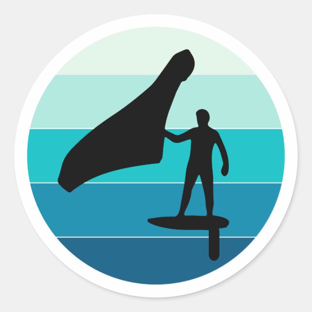 Wing Foiling Hydrofoil Surfing Surf Wassersport Runder Aufkleber (Vorderseite)