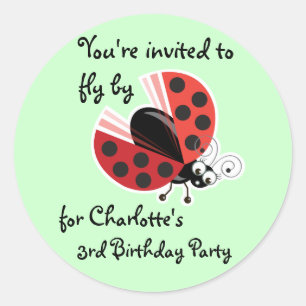 Wing-Nutz™_Ladybug (Dotty)_ 3. Geburtstags-Party Runder Aufkleber