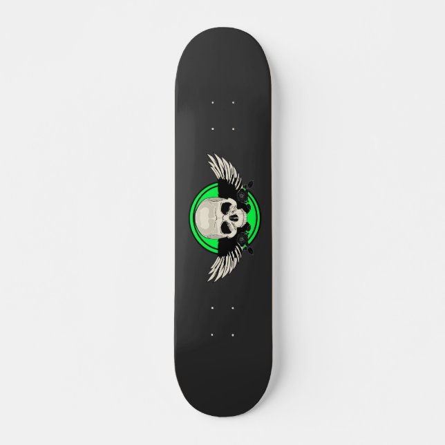 Wing Skull - GREEN Skateboard (Vorne)