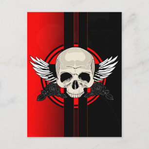 Wing Skull - RED Postkarte